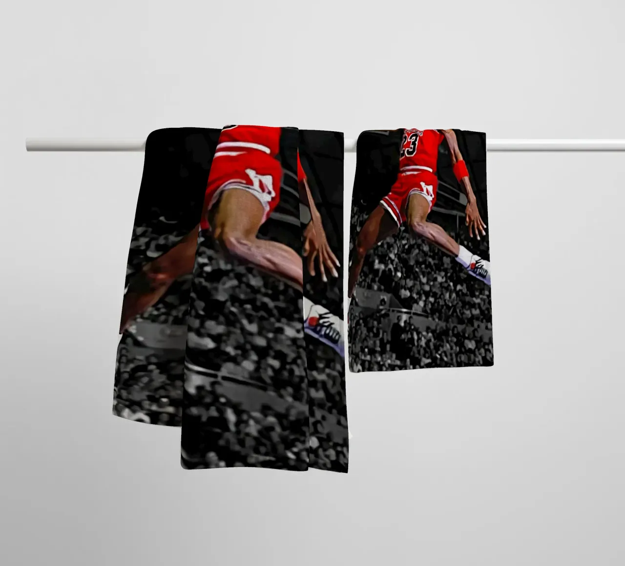 Bulls 23 Slam dunk poster towel by FAKE ARTWORK STORE