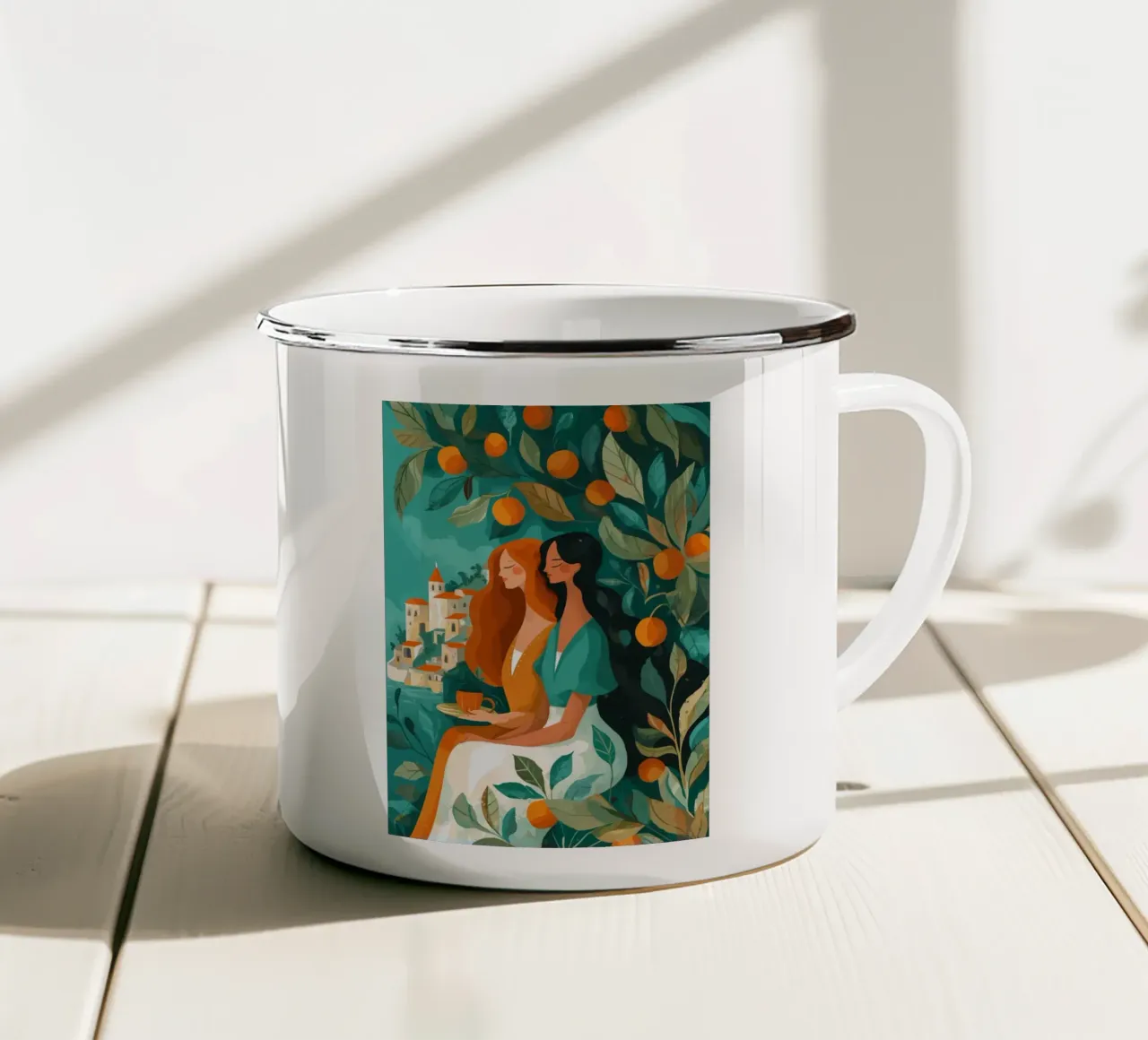 Beneath the Orange Tree I tazza in smalto da Clara August
