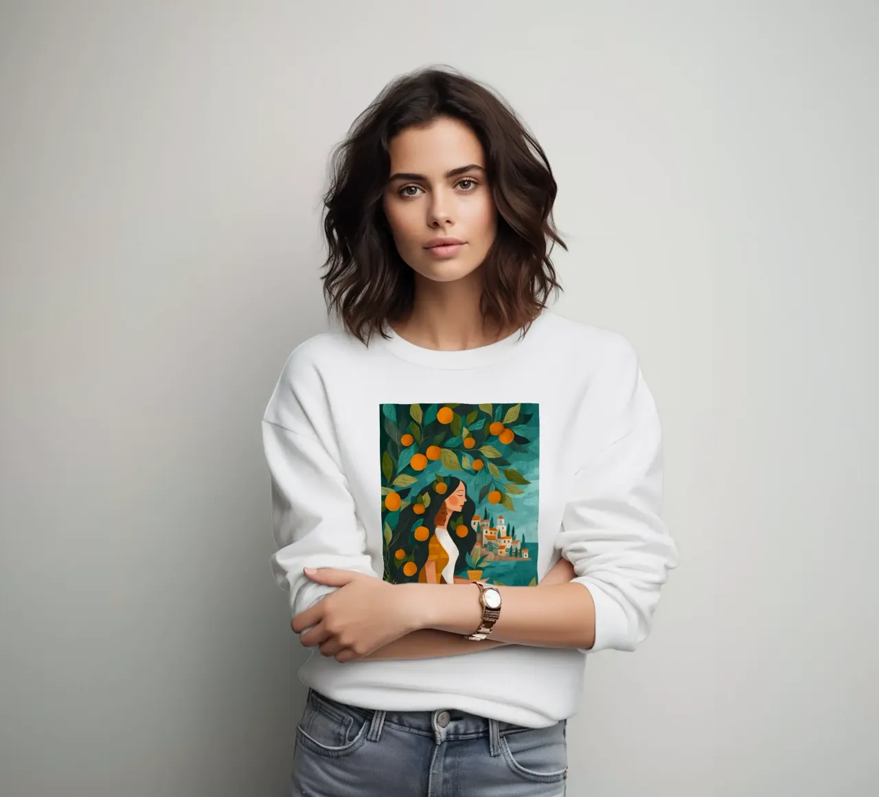 Beneath the Orange Tree II sweatshirt by Clara August