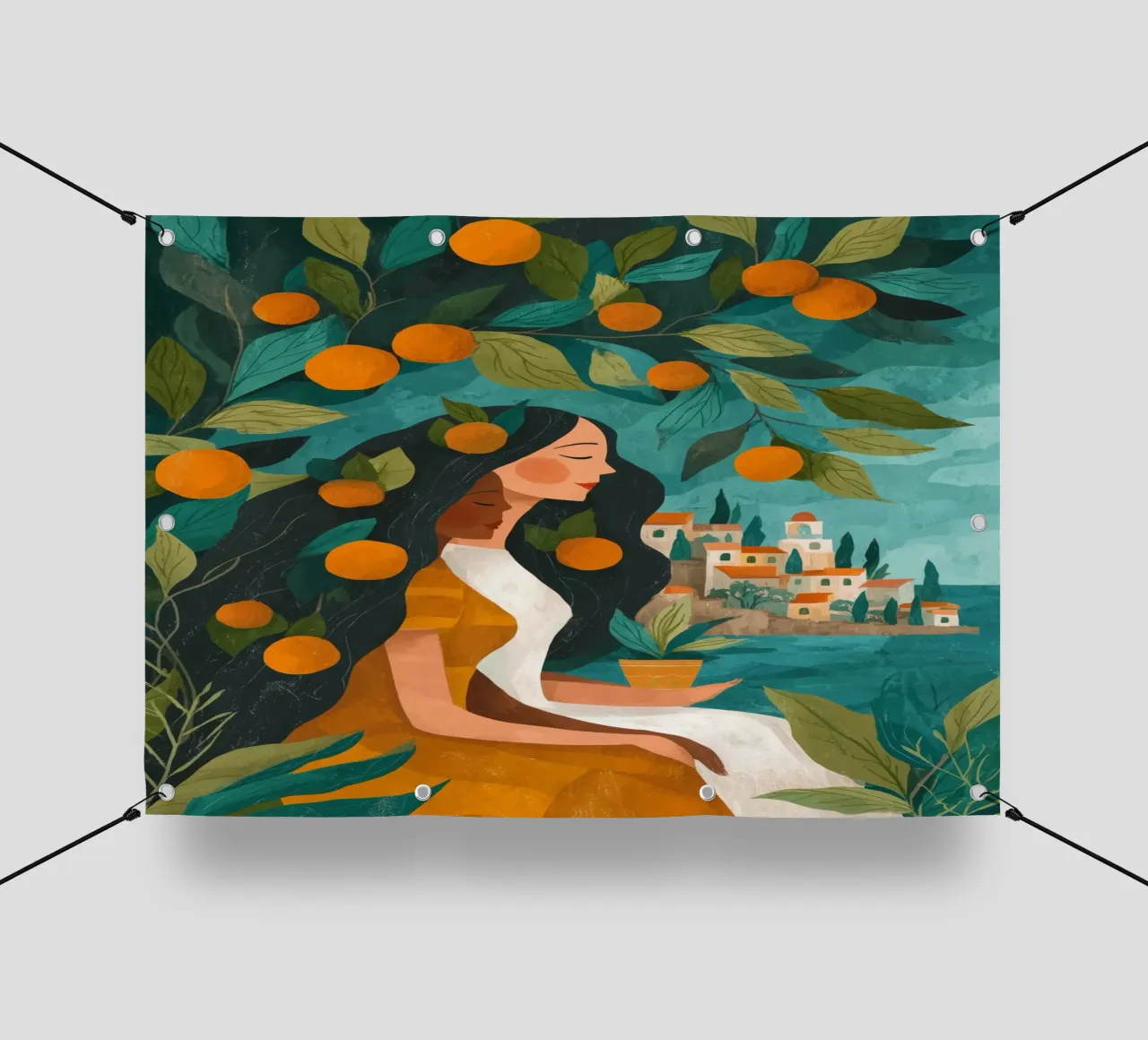 Beneath the Orange Tree II telo in pvc da Clara August