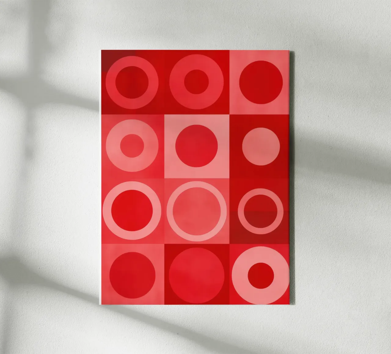 Meditación geométrica en tonos rojos lienzo con Marco flotante de Autofocus