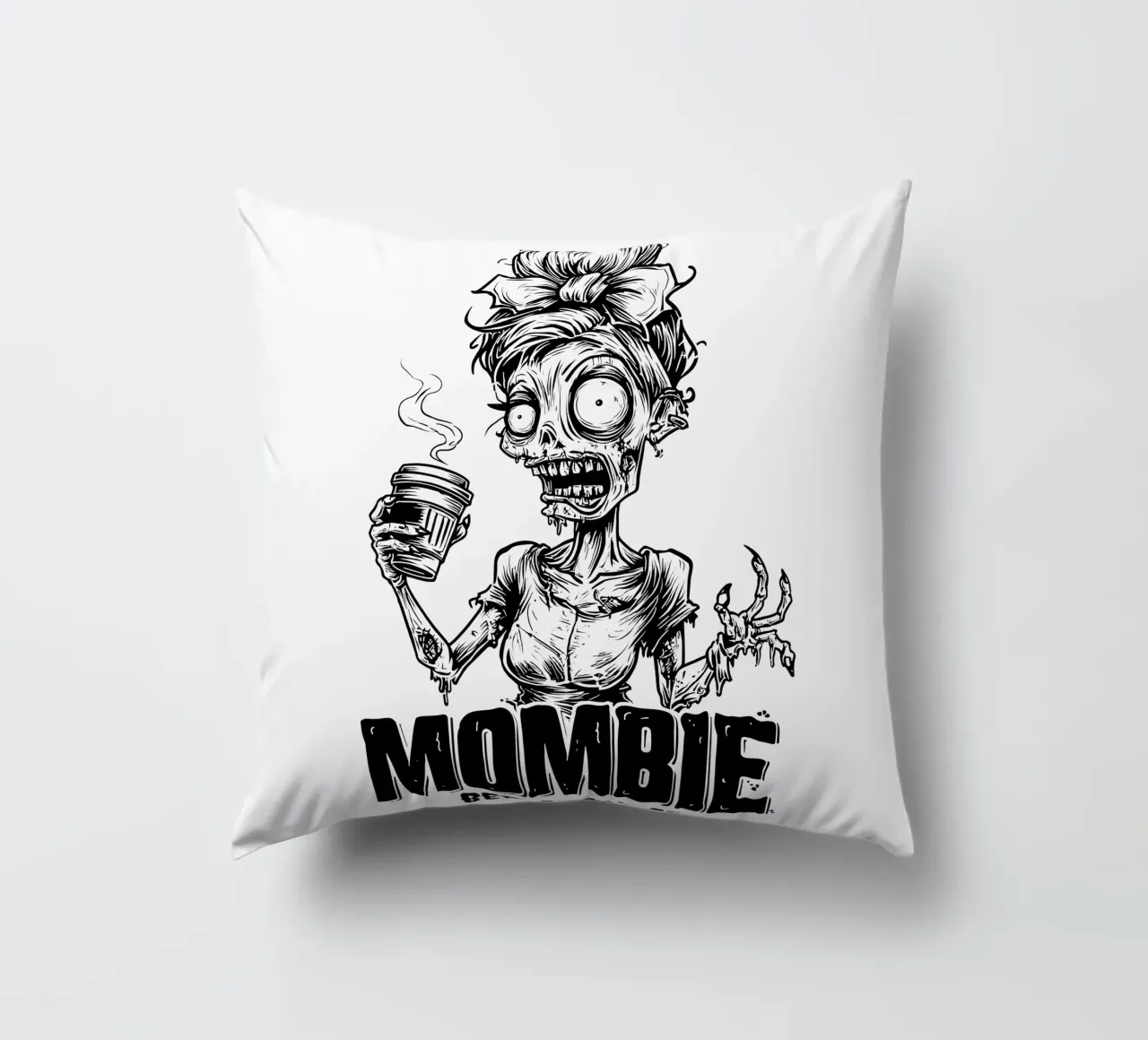 MOMBIE before coffee cuscino da erdengut