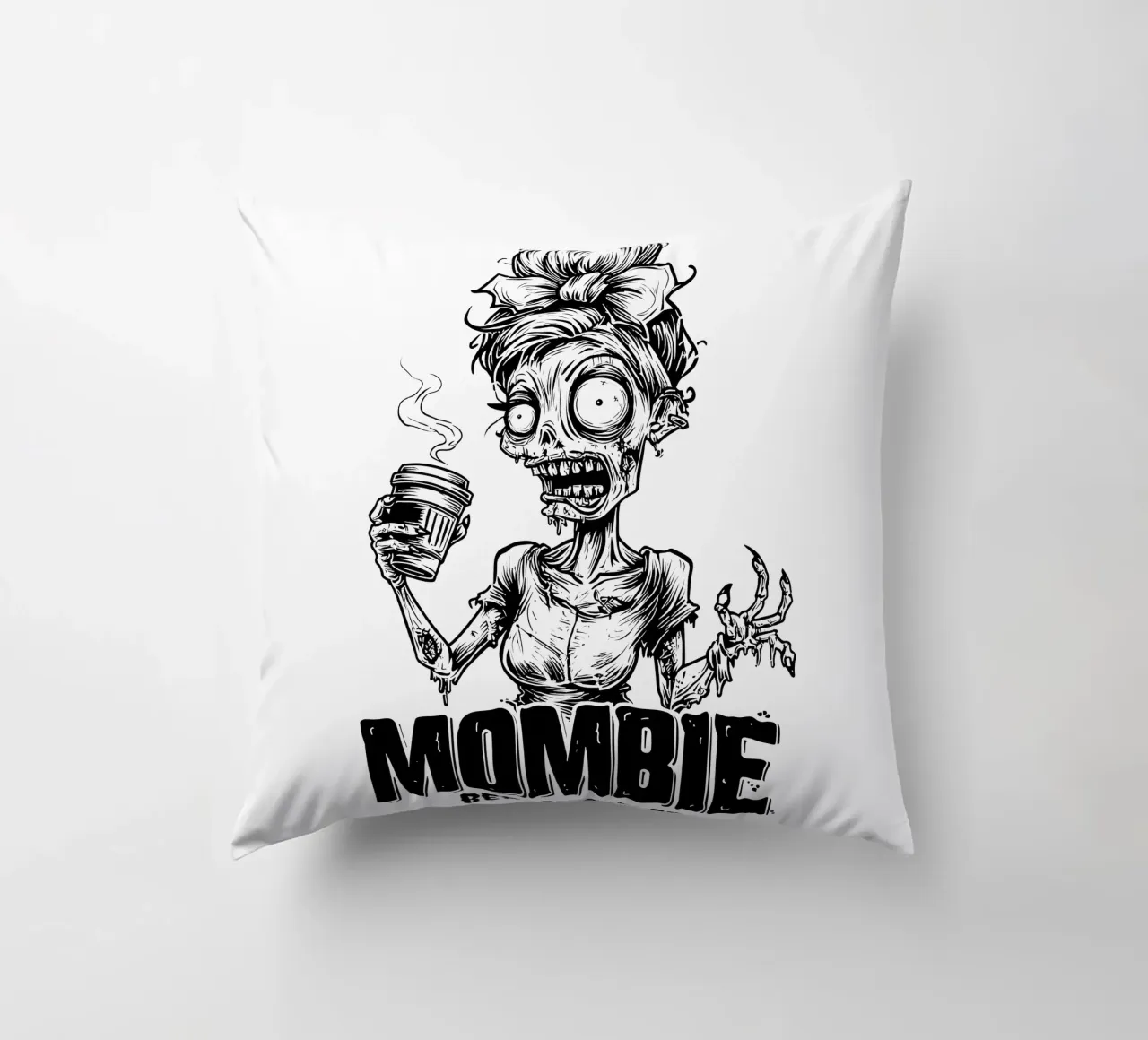 MOMBIE before coffee cuscino da erdengut