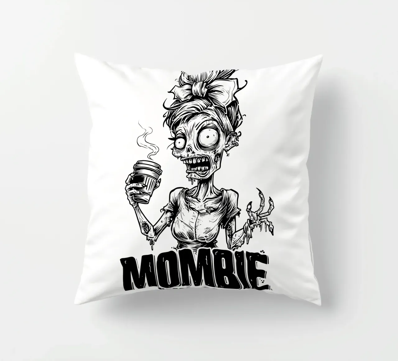 MOMBIE before coffee cuscino da erdengut