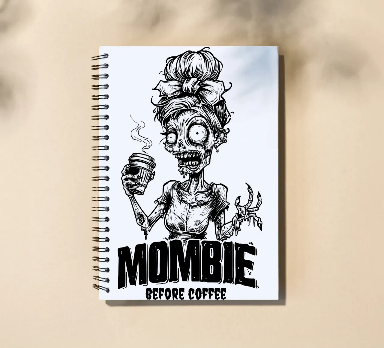 MOMBIE before coffee spiral notebook by erdengut