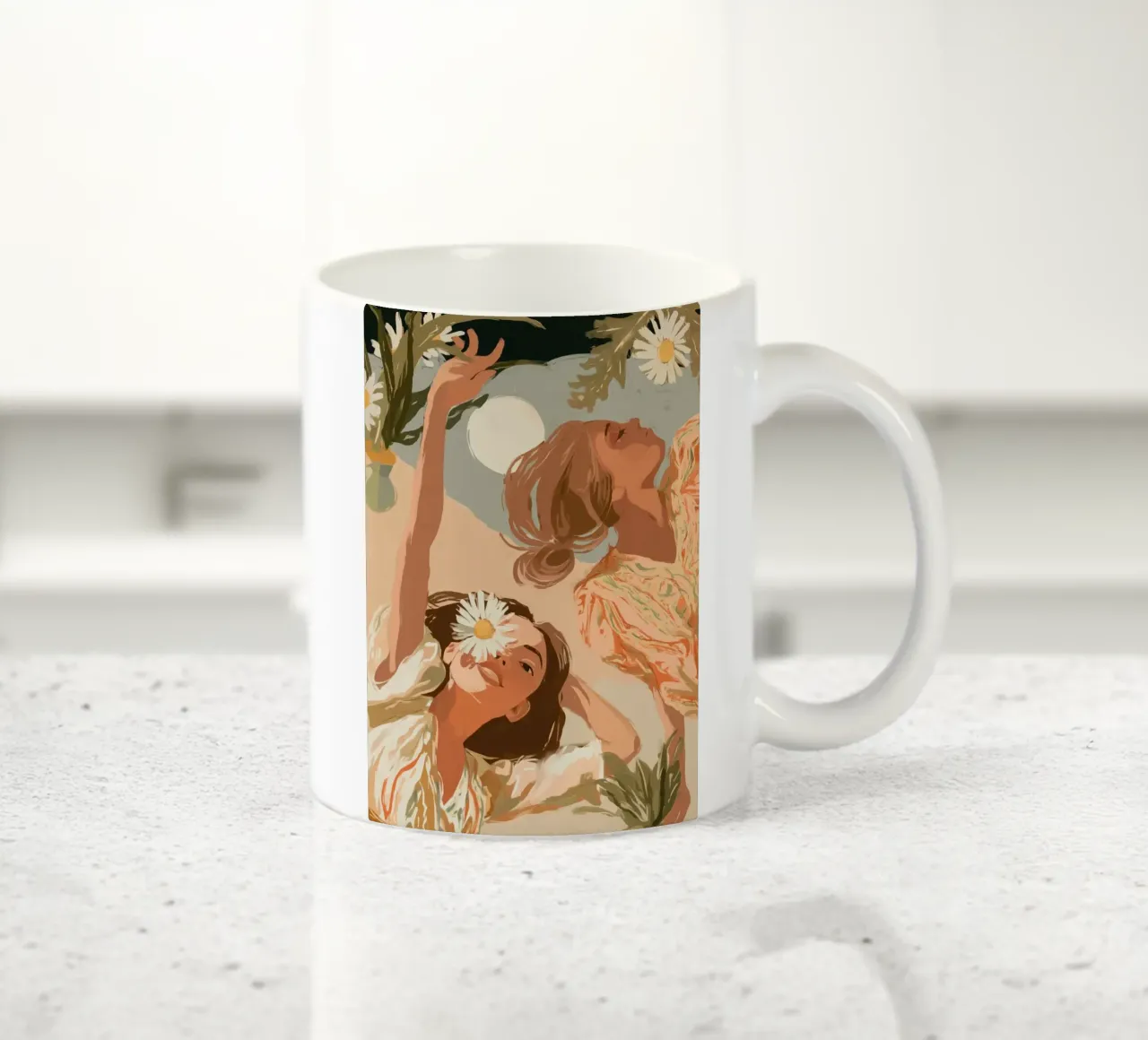 Moonlight and Daisies tazza in ceramica da Clara August