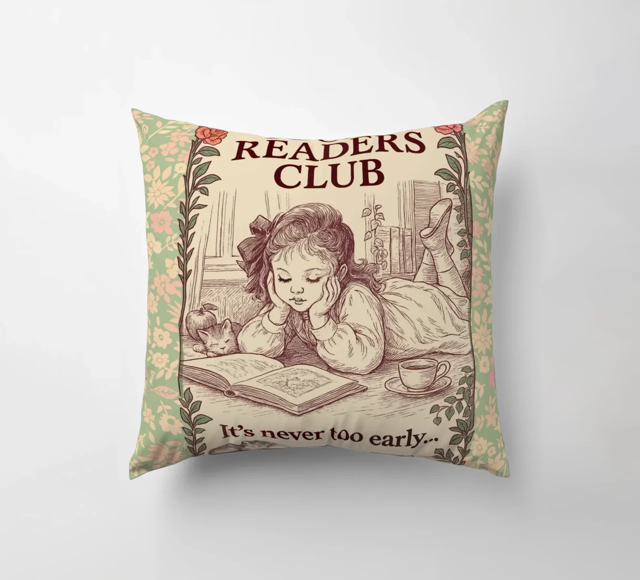 Young Readers Club decorative cushion by Taika Tori Art