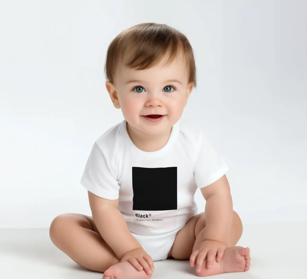 Kleurstaal "Zwart" - Modern Minimalistisch Ontwerp Print babyrompertje korte mouwen van NorwesClub