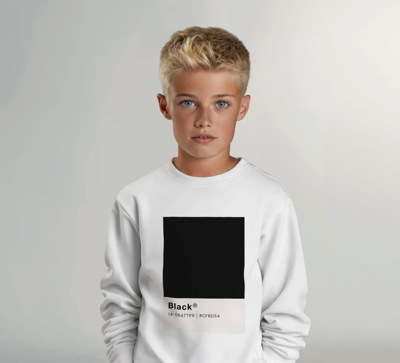 "Black" Color Swatch - Modern Minimalist Design Print kids sweatshirt by NorwesClub