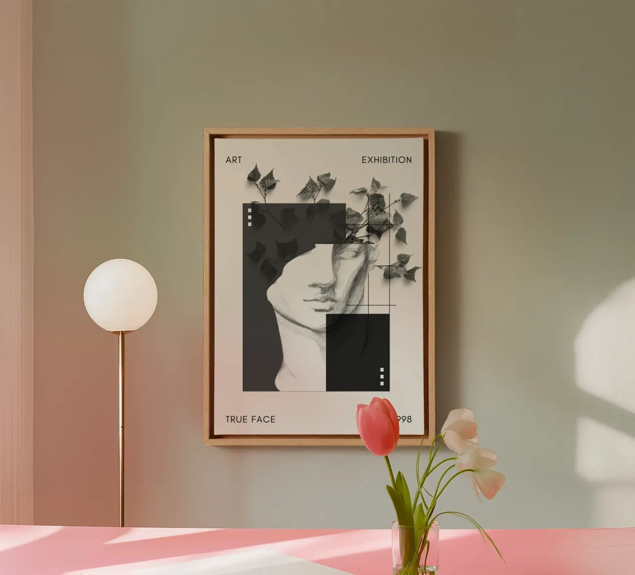 True Face Art Tentoonstelling - Abstracte Botanische Buste Print canvas met Baklijst van NorwesClub