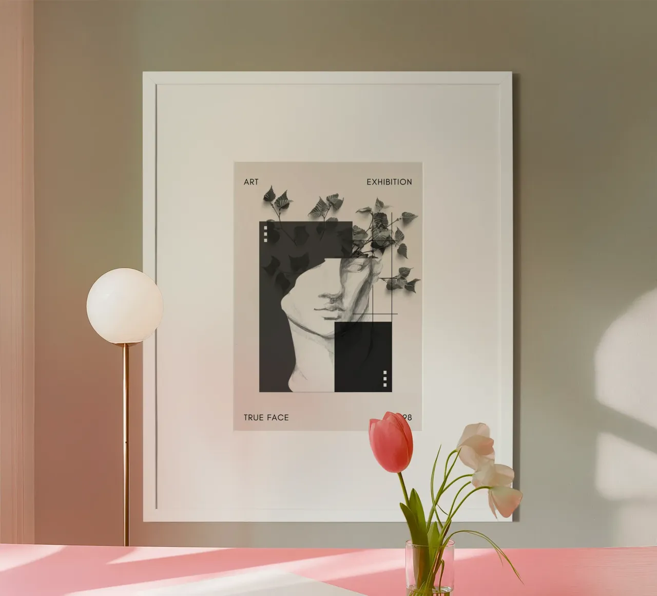 True Face Art Tentoonstelling - Abstracte Botanische Buste Print poster van NorwesClub