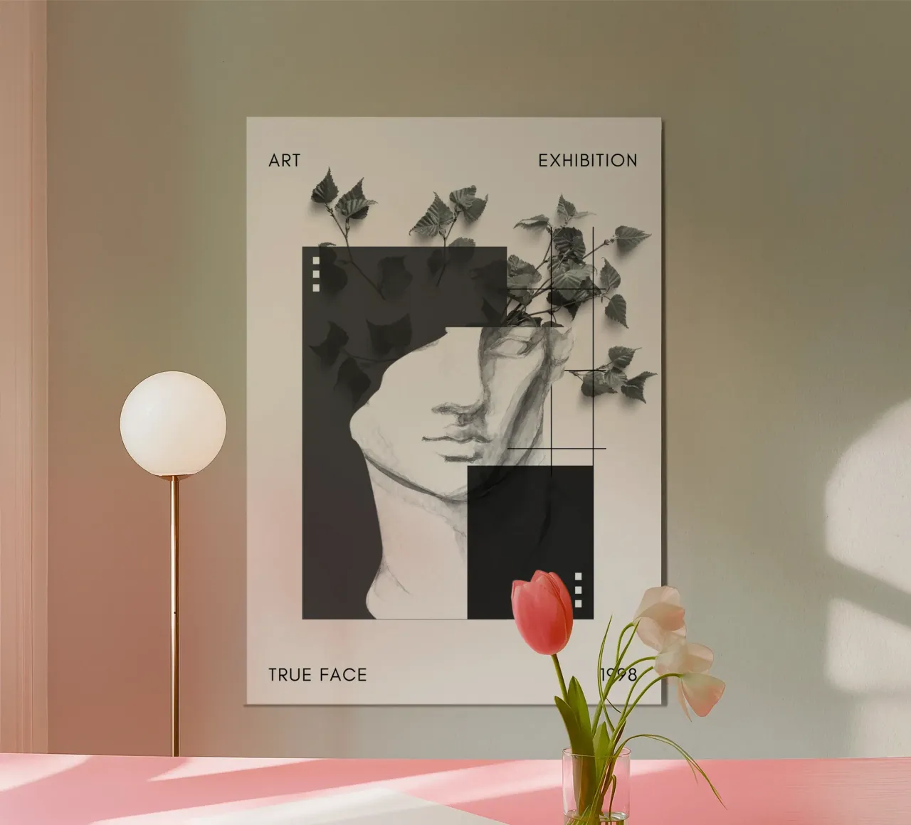 True Face Art Tentoonstelling - Abstracte Botanische Buste Print poster van NorwesClub