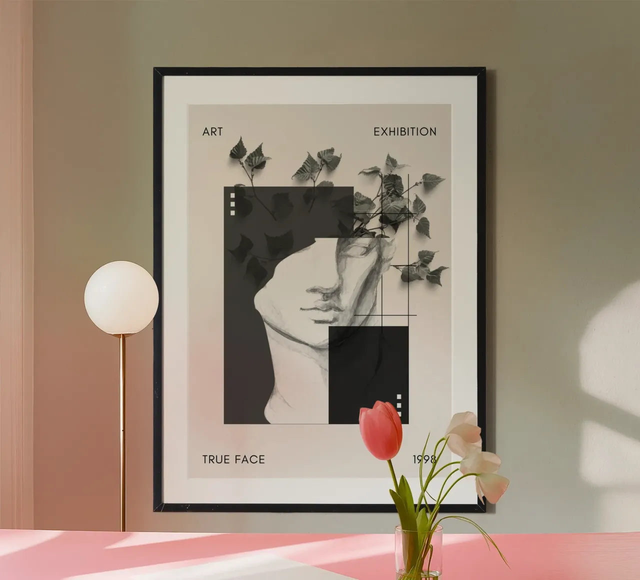 True Face Art Tentoonstelling - Abstracte Botanische Buste Print poster van NorwesClub