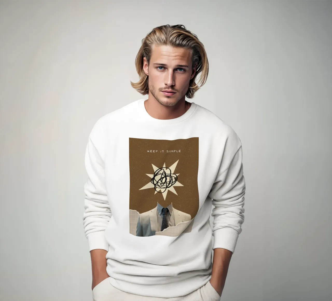 Keep It Simple - Abstrakter Geist Dapper Suit Print Sweatshirt von NorwesClub