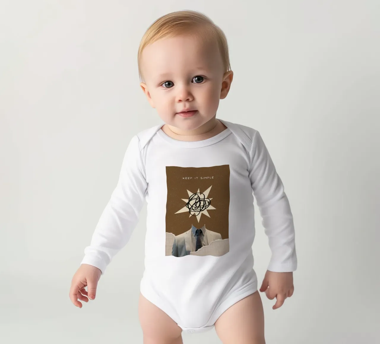 Keep It Simple - Abstract Mind Dapper Suit Print babyrompertje lange mouwen van NorwesClub