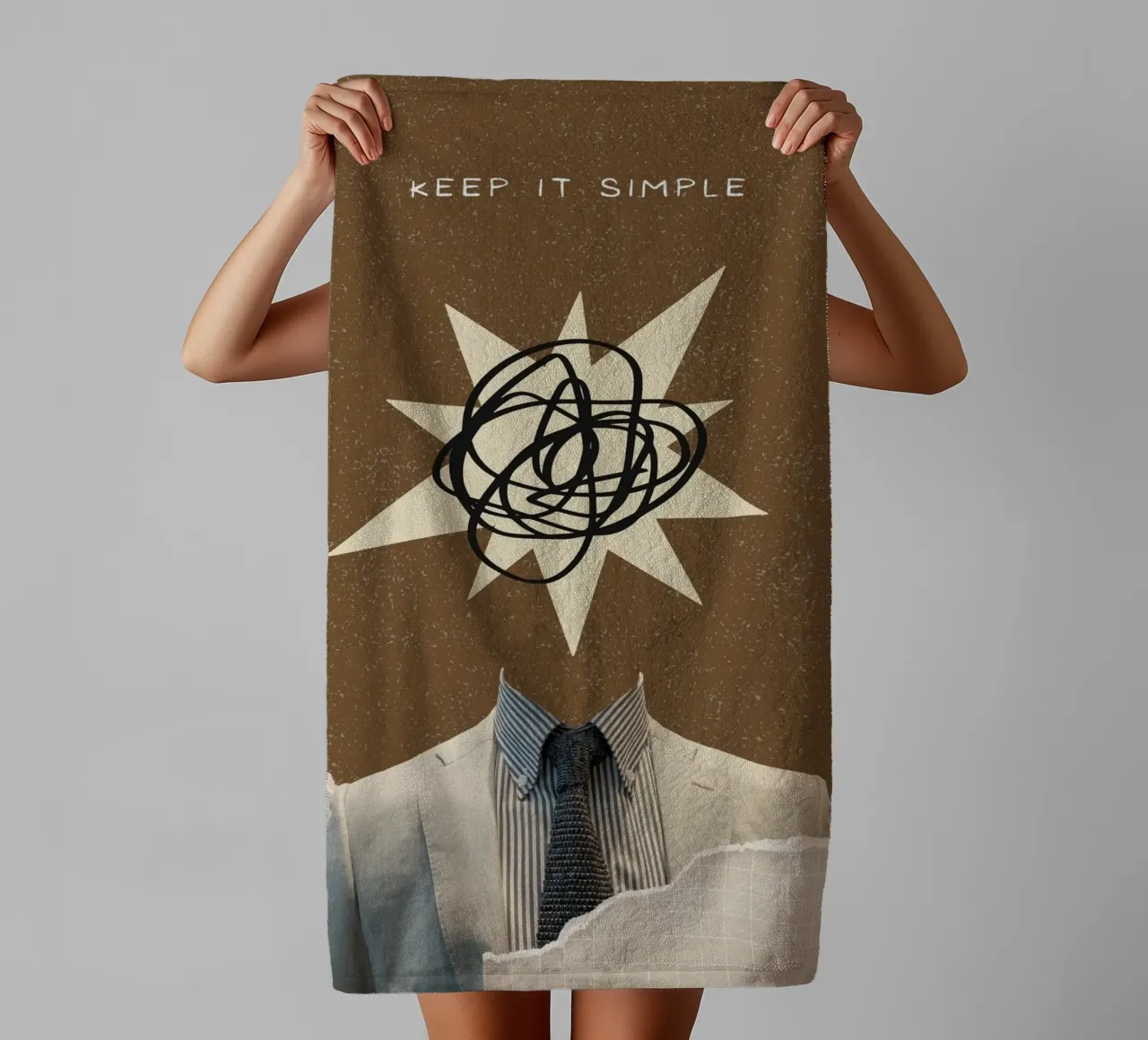 Keep It Simple - Abstract Mind Dapper Suit Print (en anglais) serviette de bain de NorwesClub