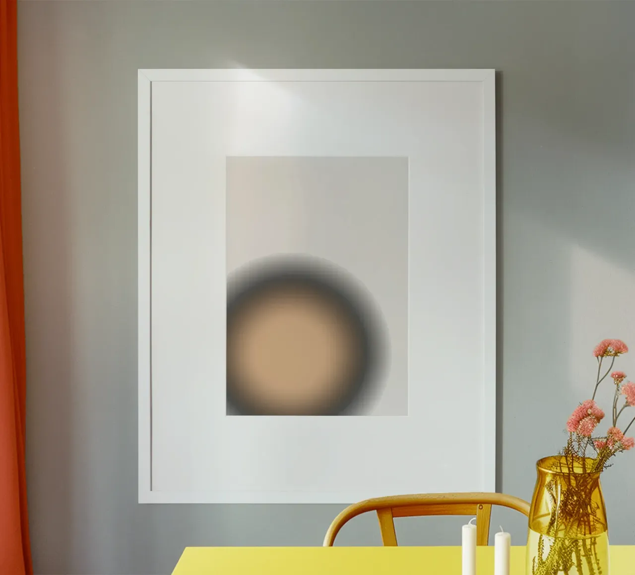 Orbita di pesca calda - Stampa astratta minimalista a gradiente poster con telaio in legno da NorwesClub