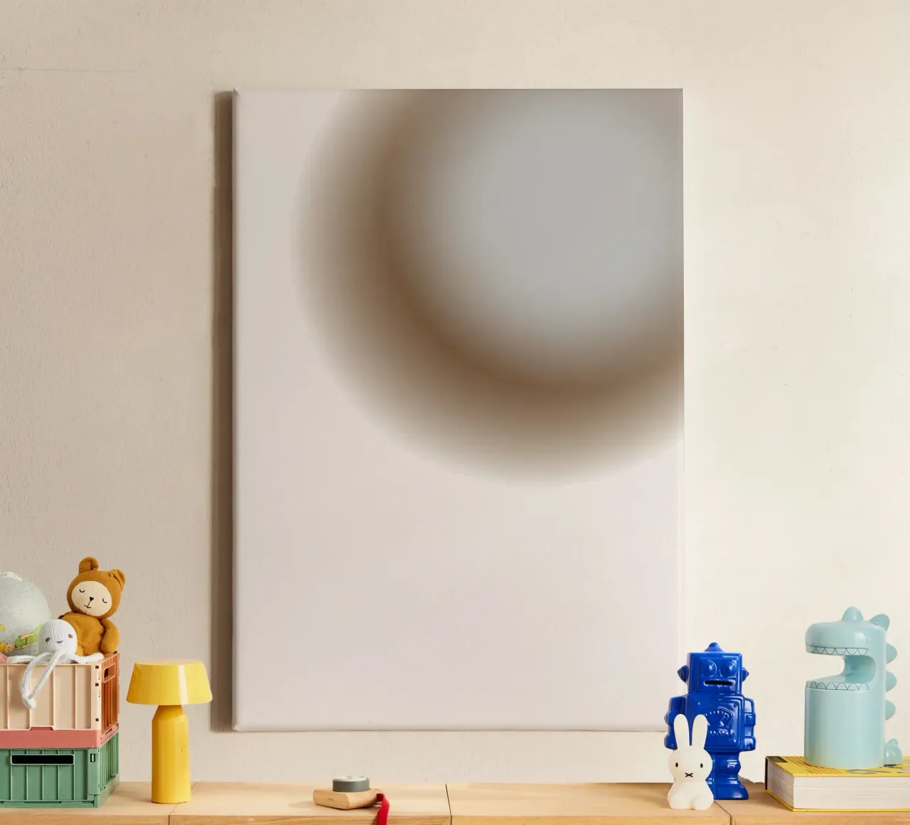 Muted Grey Orb - Abstract Minimalist Gradient Print canvas by NorwesClub