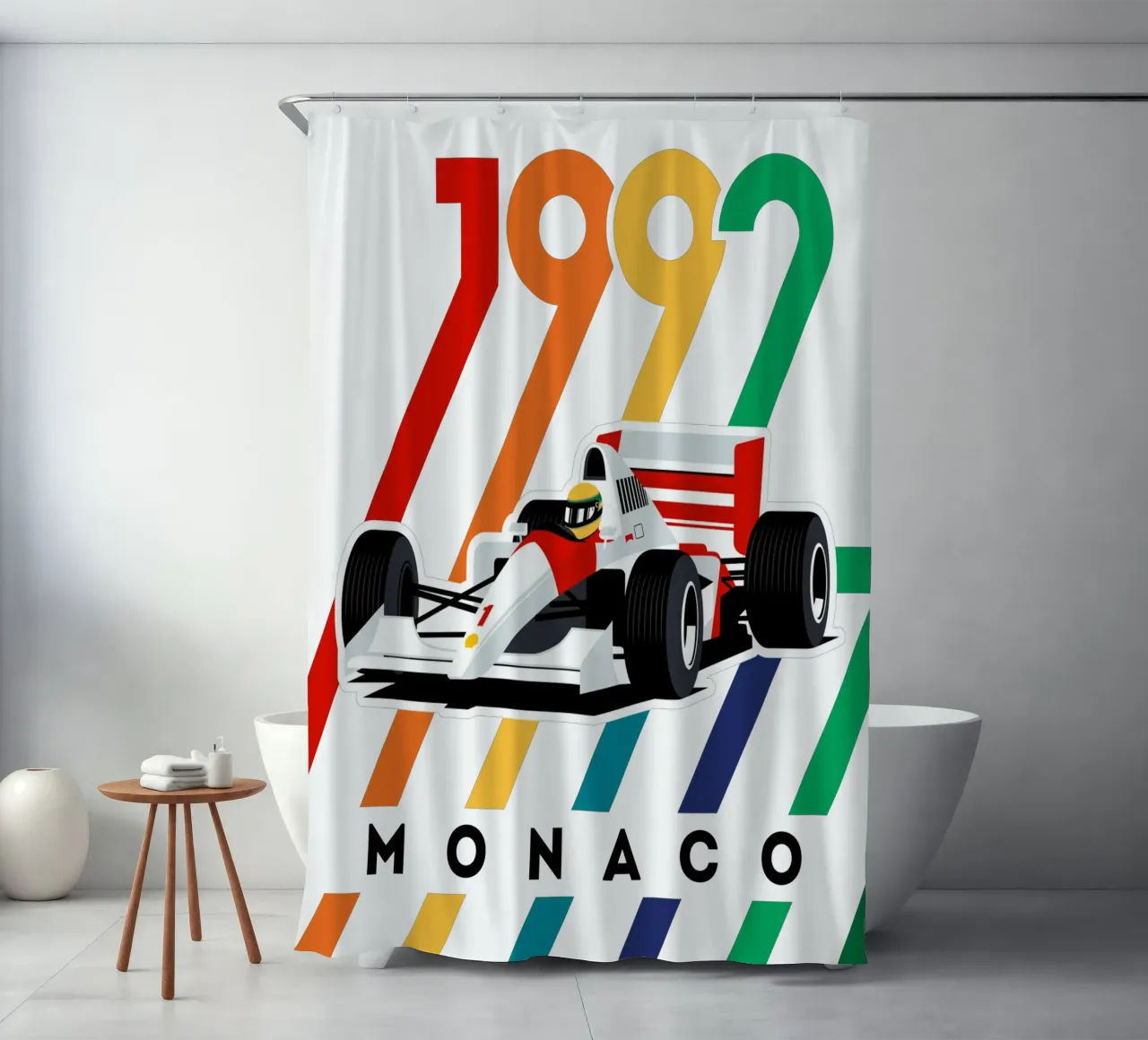 Auto da corsa Monaco 1992 tenda da doccia da Mariel Toigo