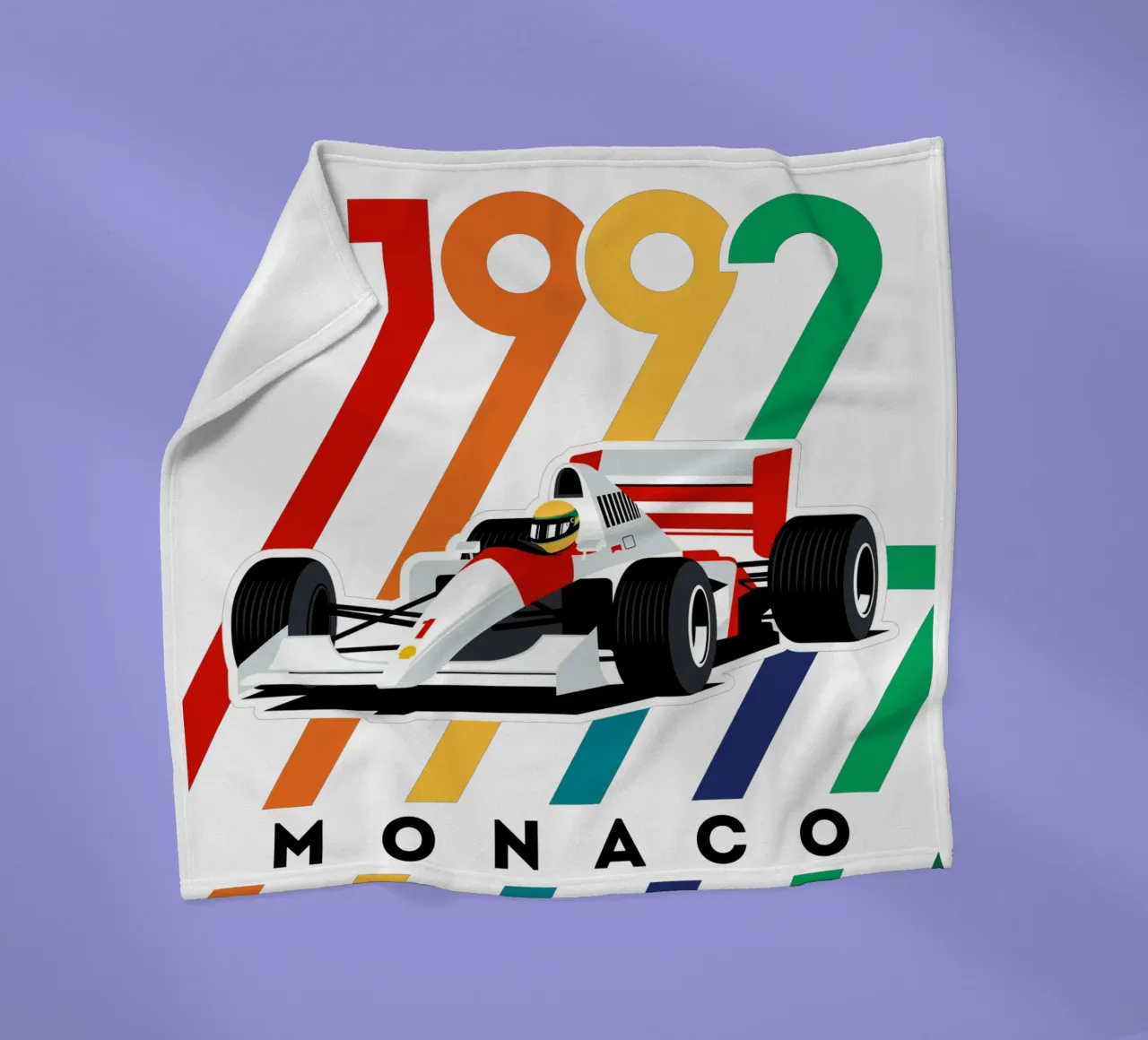 Auto da corsa Monaco 1992 coperta in pile da Mariel Toigo