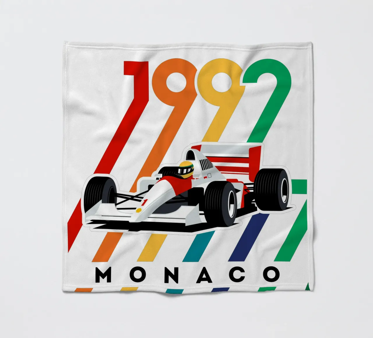 Auto da corsa Monaco 1992 coperta in pile da Mariel Toigo