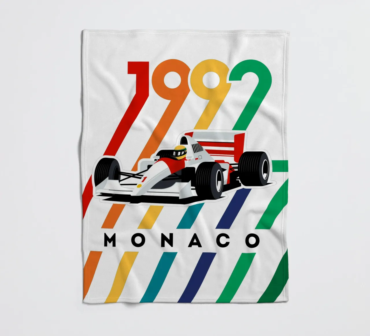 Auto da corsa Monaco 1992 coperta in pile da Mariel Toigo