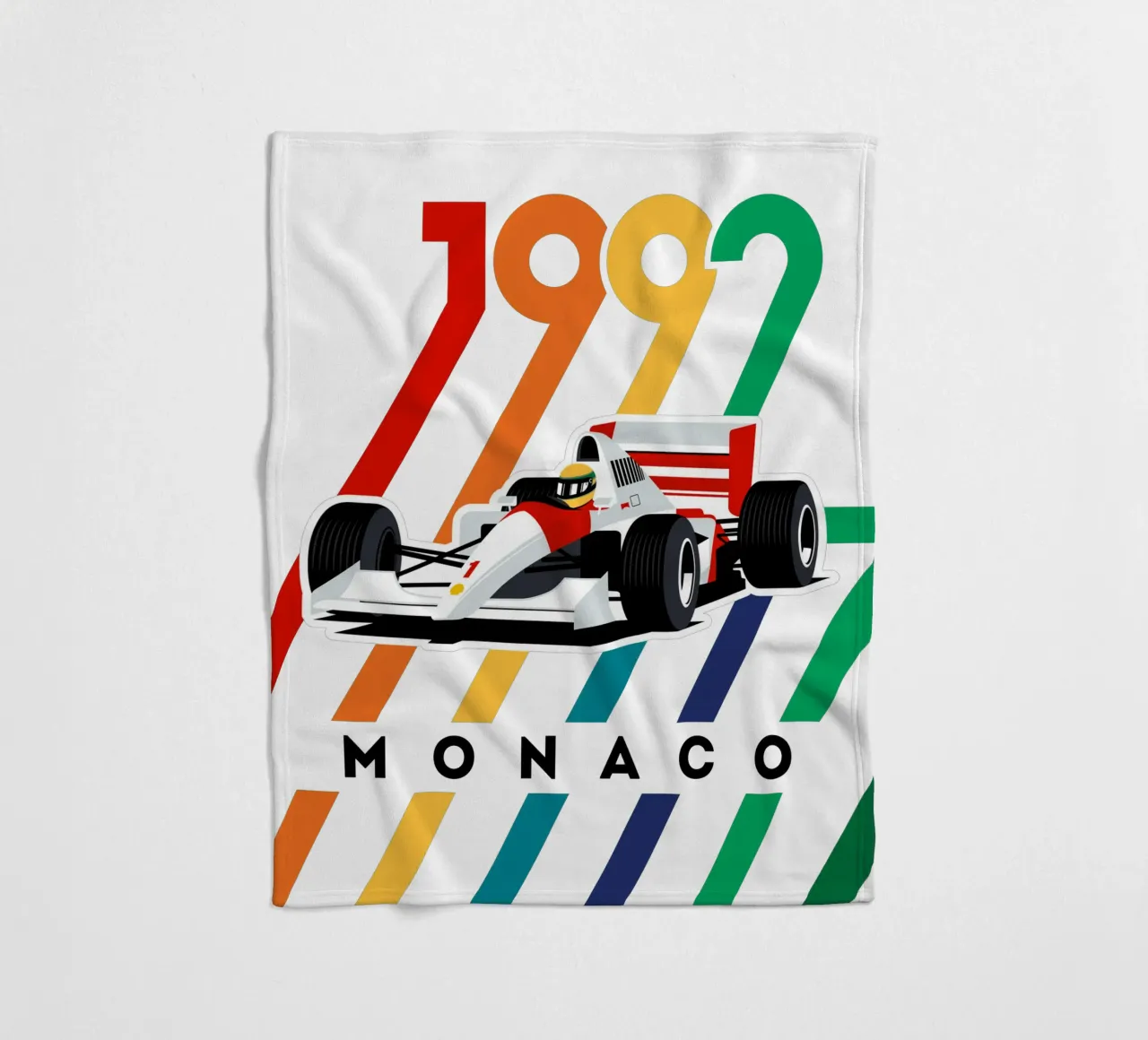 Auto da corsa Monaco 1992 coperta in pile da Mariel Toigo