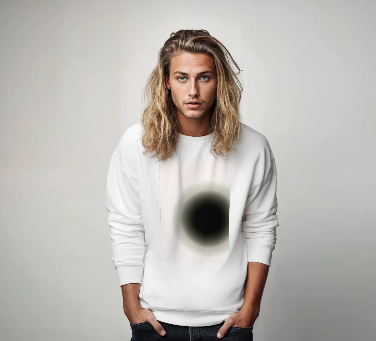 Orbe noir profond - Minimalist Abstract Gradient Print sweat de NorwesClub