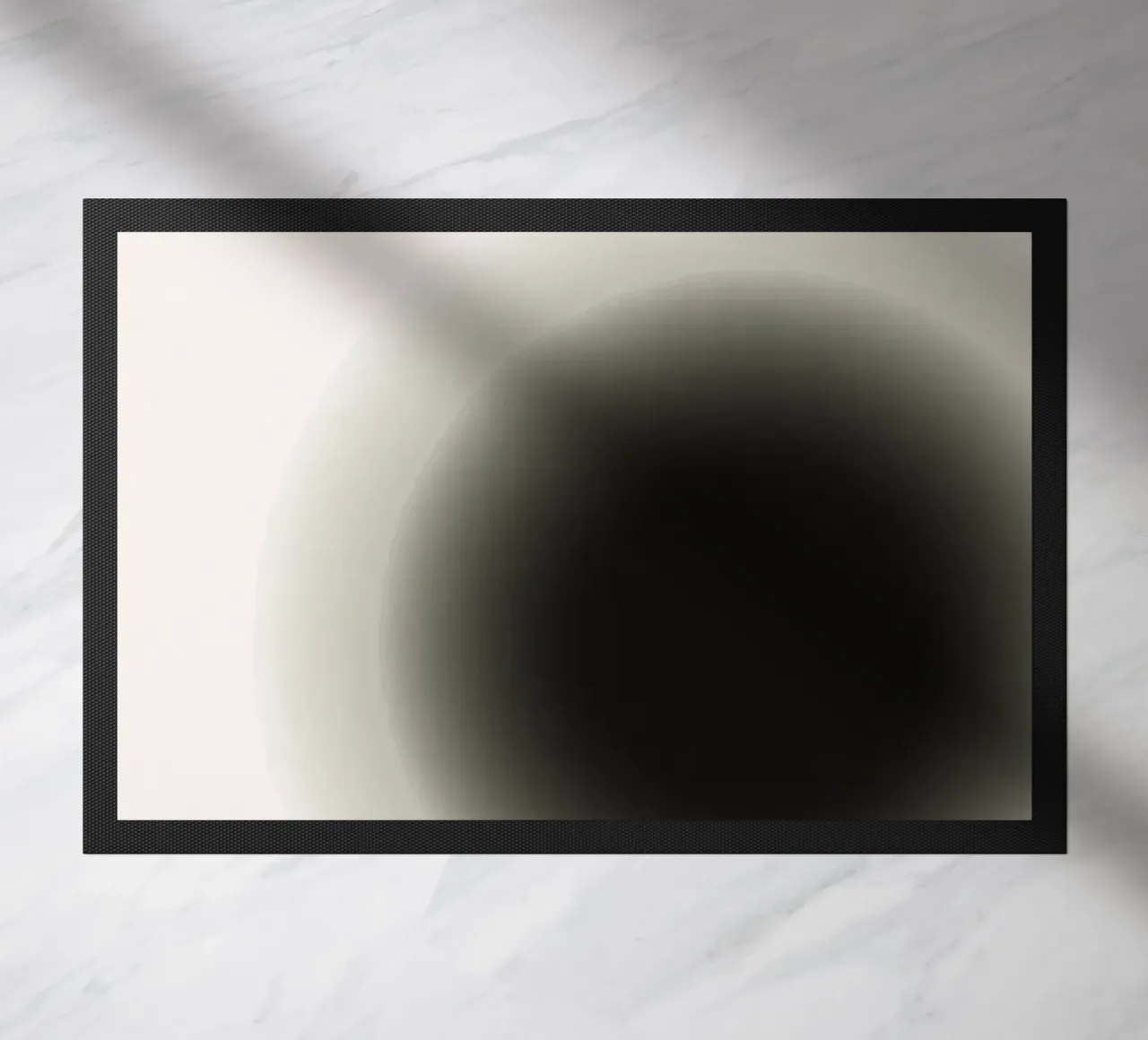 Deep Black Orb - Minimalist Abstract Gradient Print doormat by NorwesClub