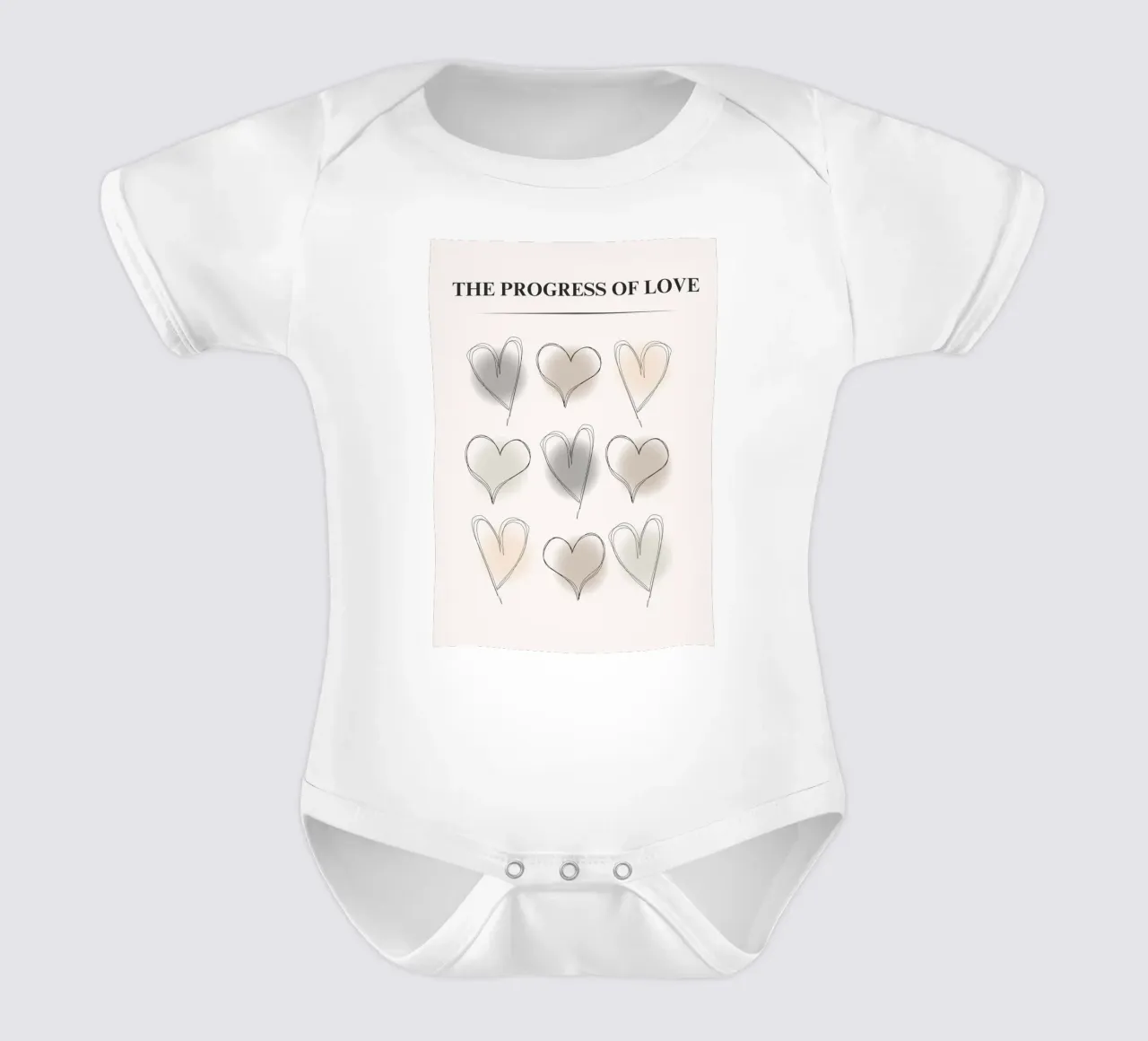 The Progress of Love - Abstract Heart Grid Print short-sleeve baby romper by NorwesClub