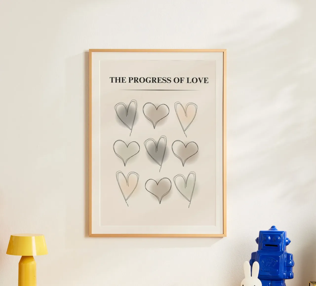 Il progresso dell'amore - Stampa astratta con griglia a cuore poster da NorwesClub