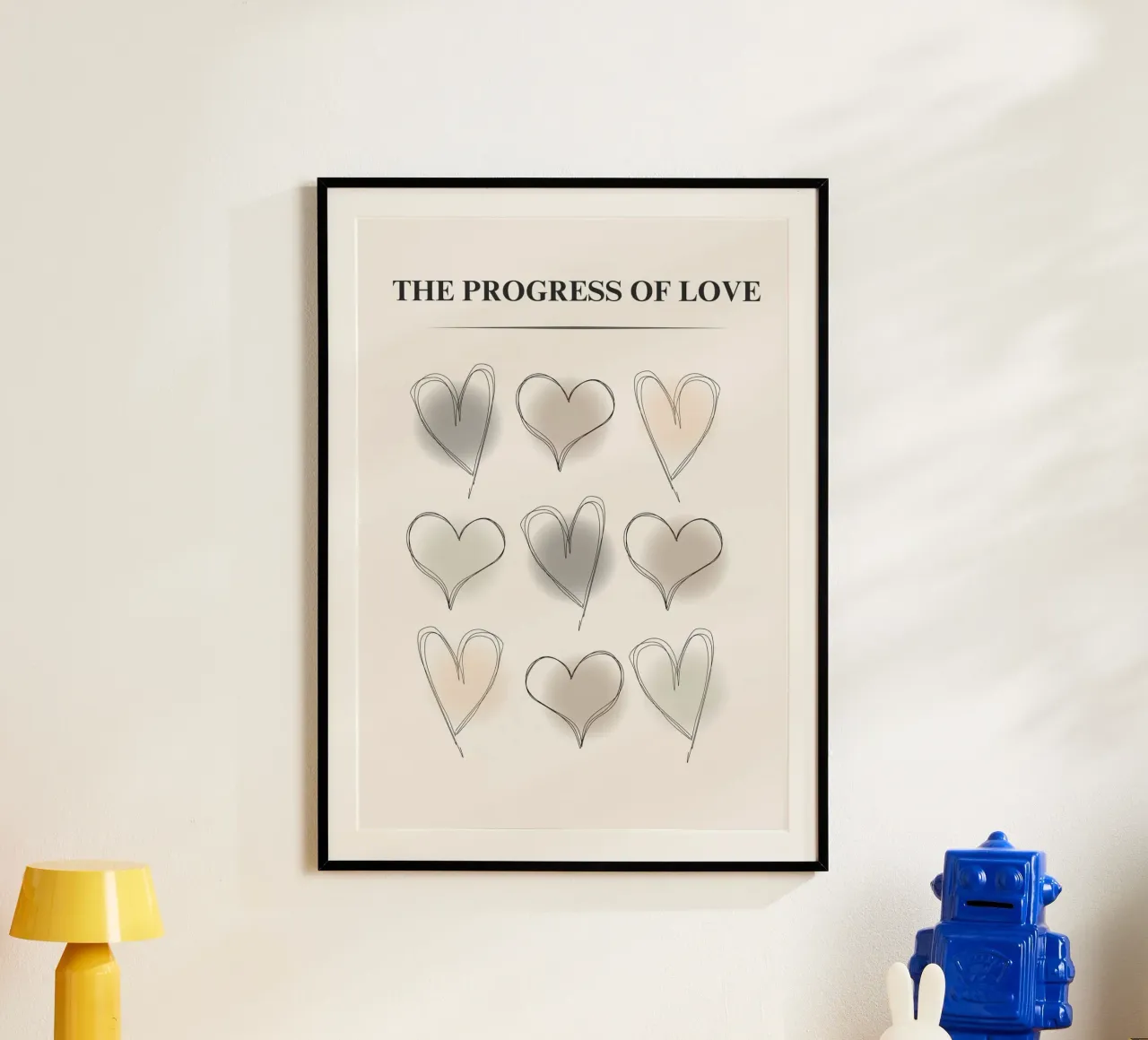 Il progresso dell'amore - Stampa astratta con griglia a cuore poster da NorwesClub
