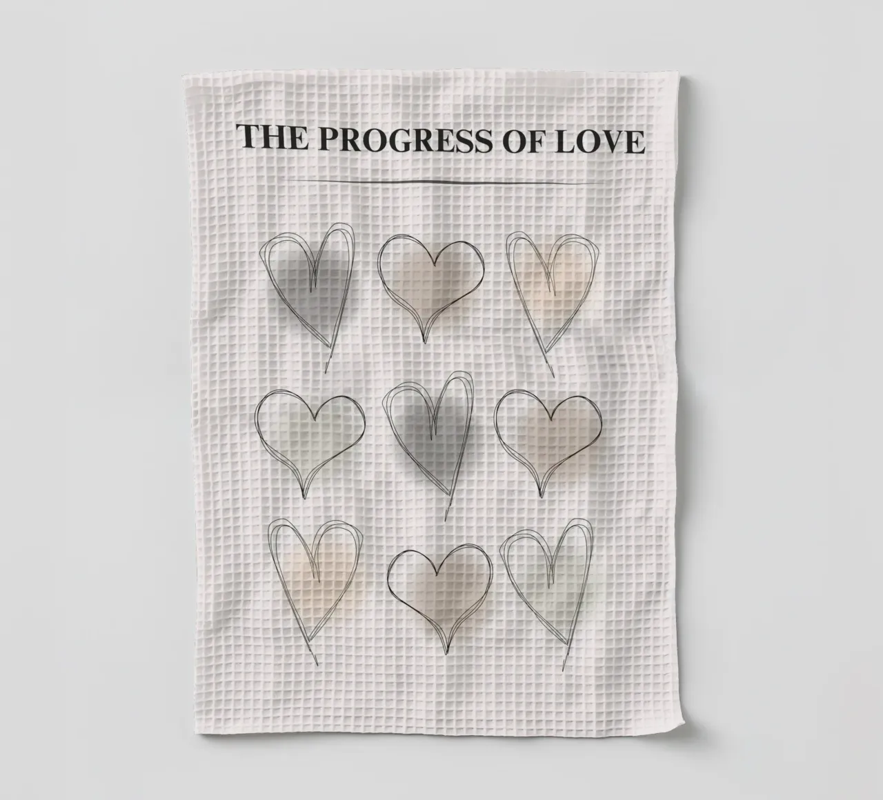 The Progress of Love - Abstract Heart Grid Print tea towel by NorwesClub