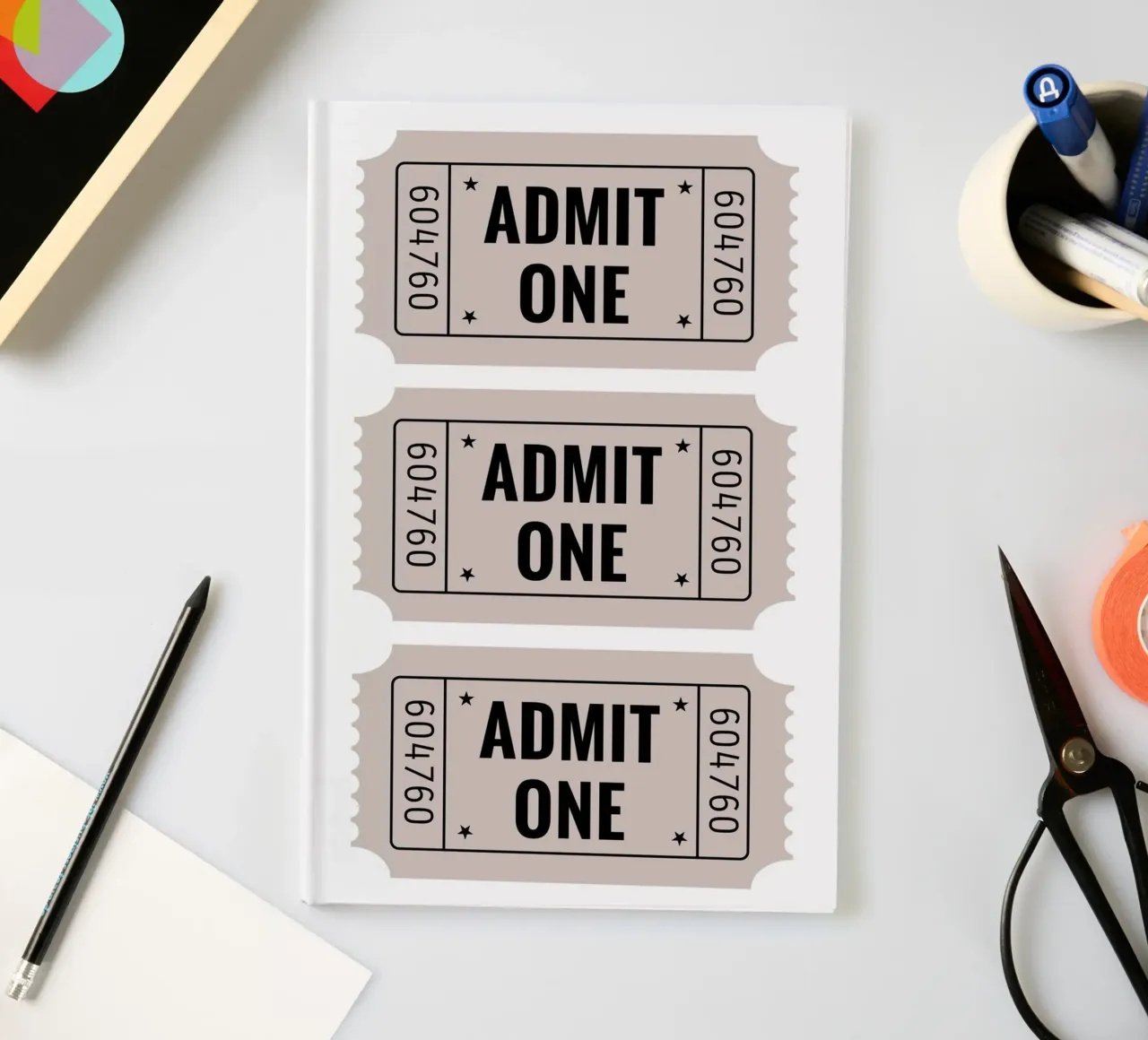 Admit One Vintage Tickets - Retro Graphic Print notebook by NorwesClub