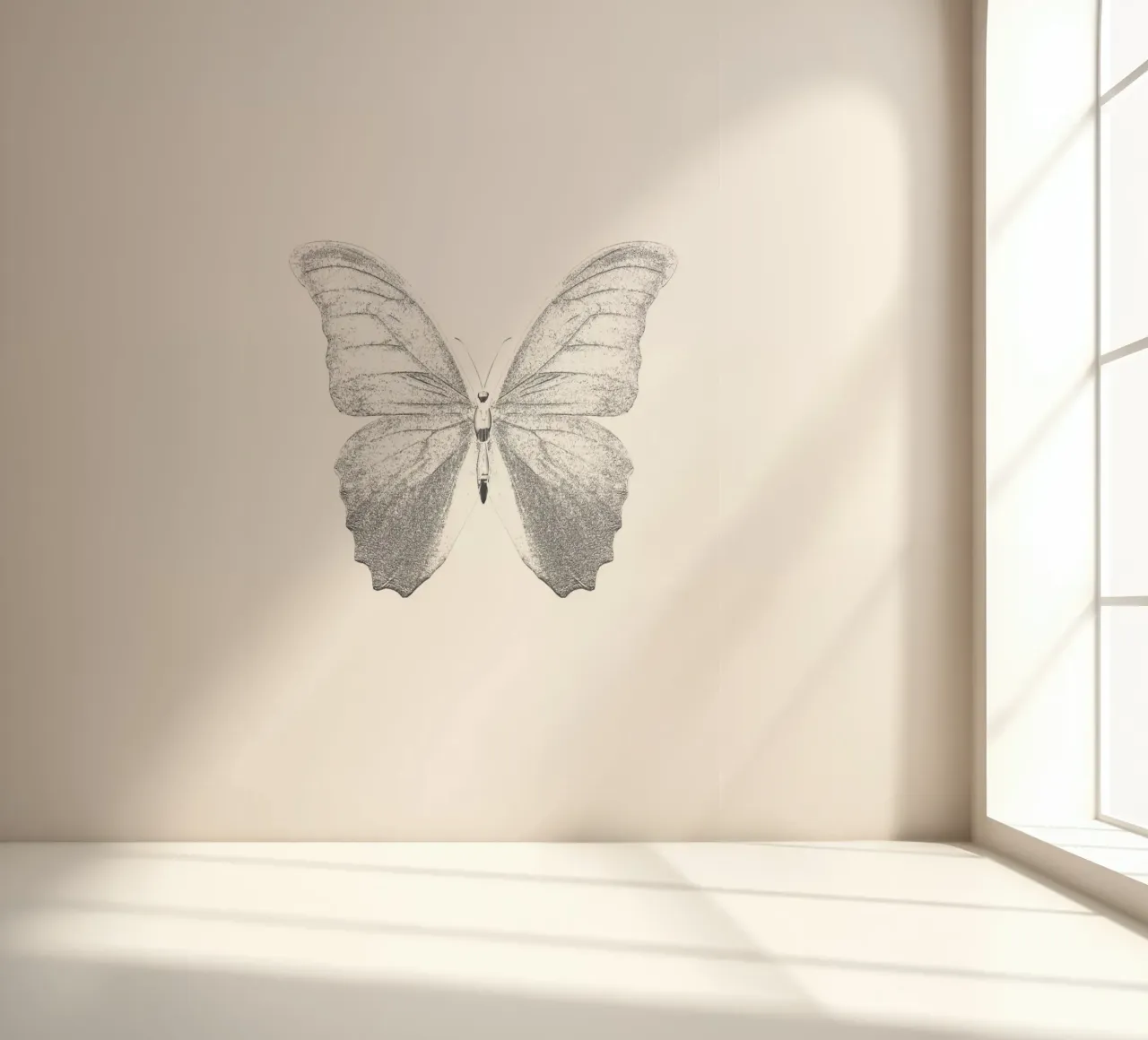 Mariposa etérea plateada - Impresión de grabado minimalista papel para pared de NorwesClub