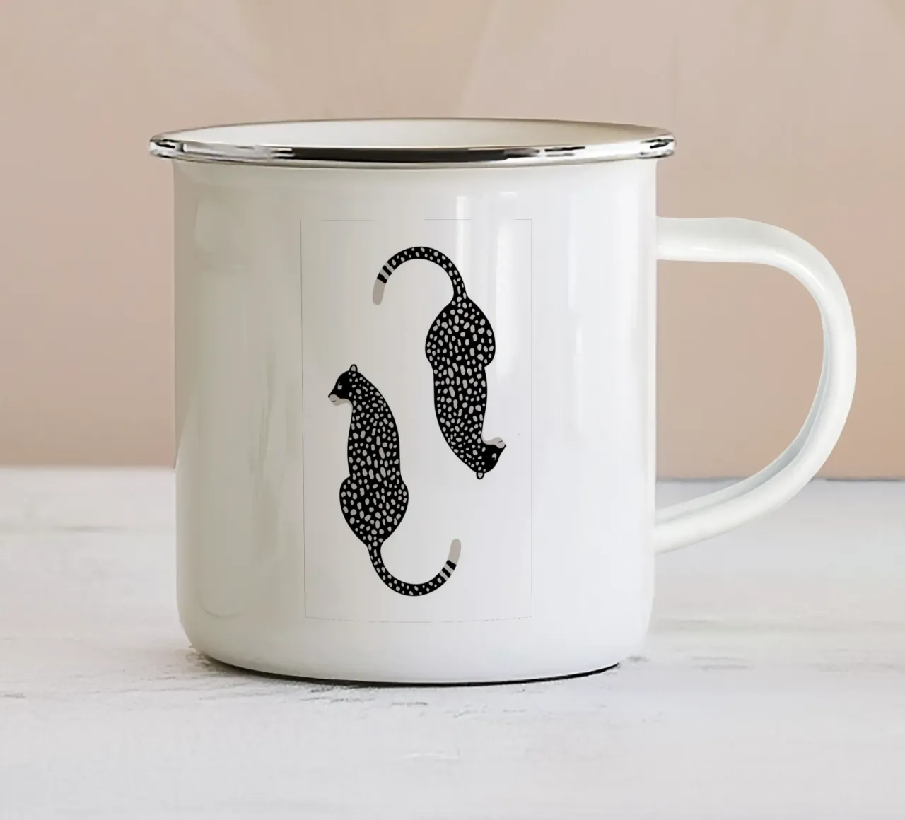 Leopardi maculati astratti - Stampa animale boho minimalista tazza in smalto da NorwesClub