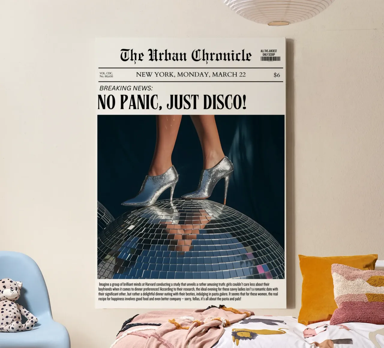 Niente panico, solo discoteca! - Stampa delle notizie sui tacchi d'argento tela con Cornice a cassetta da NorwesClub