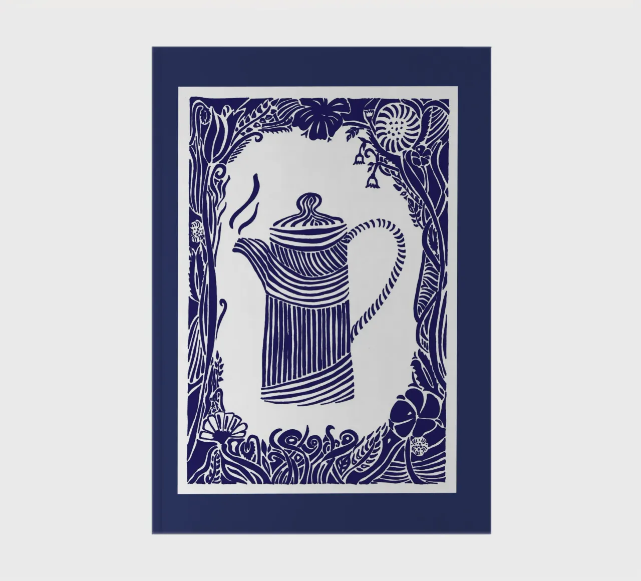 Teapot in silhouette look dark blue on white notebook by PaperLine Art
