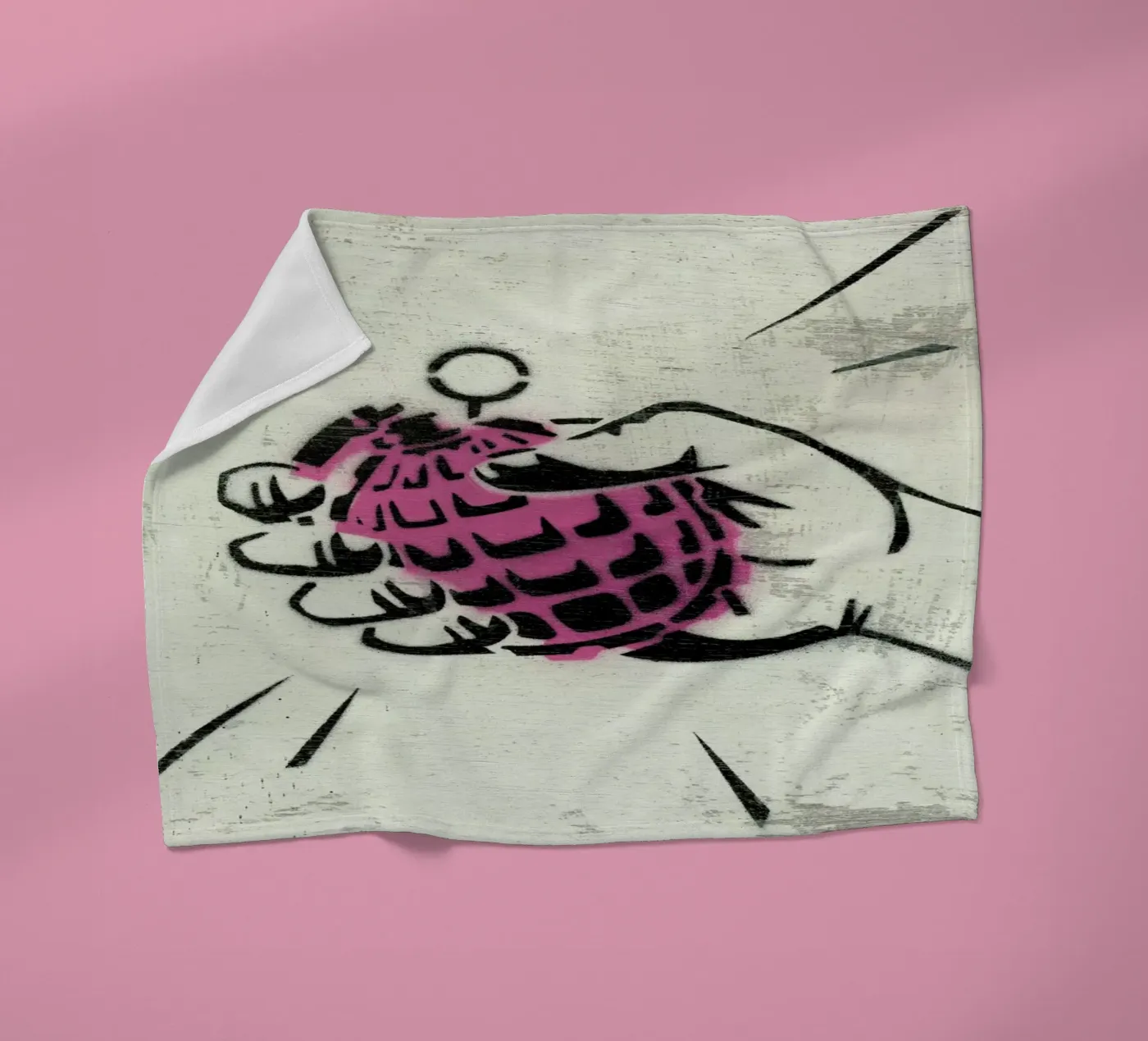 Hand Grenade fleece blanket by Andy Bridge