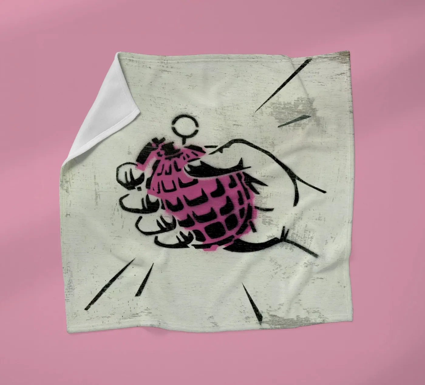 Hand Grenade fleece blanket by Andy Bridge