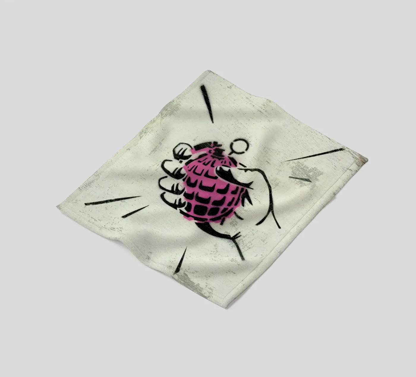 Hand Grenade fleece blanket by Andy Bridge