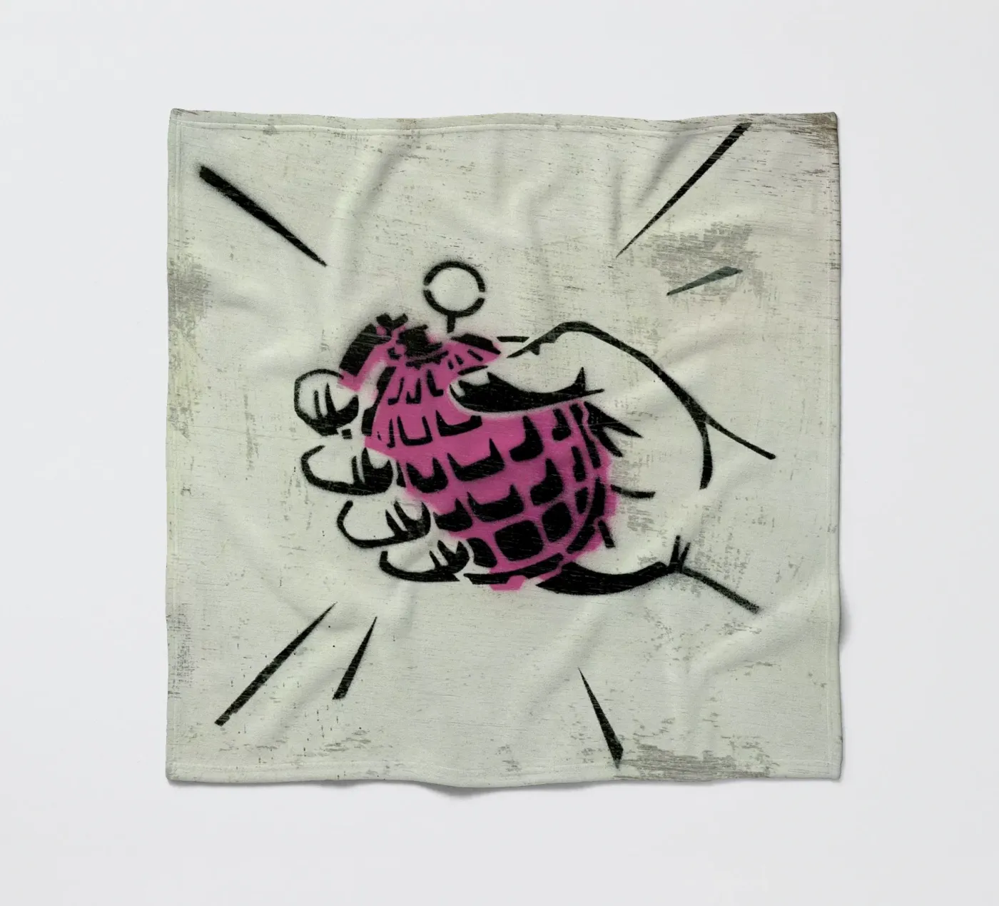 Hand Grenade fleece blanket by Andy Bridge