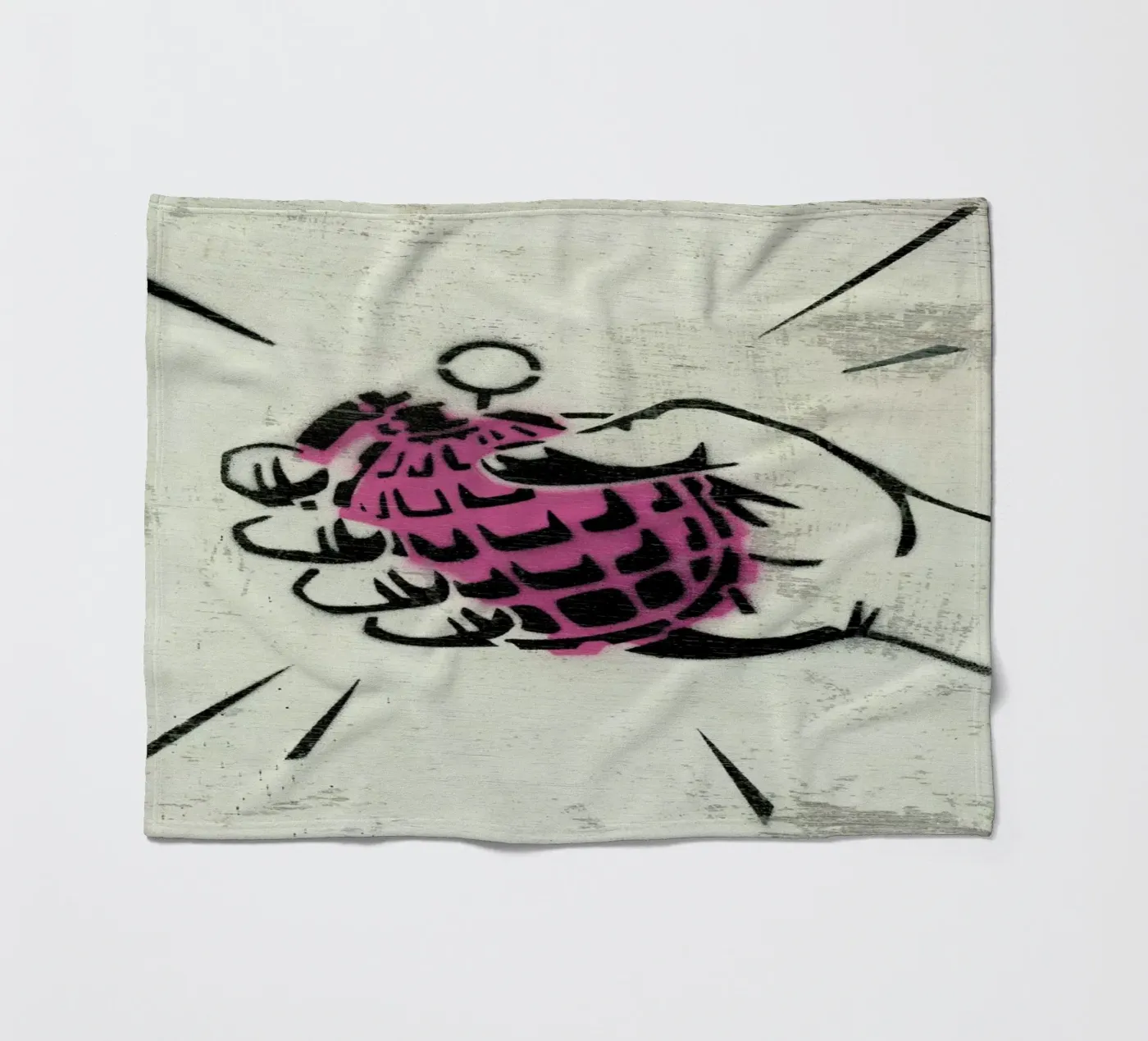 Hand Grenade fleece blanket by Andy Bridge