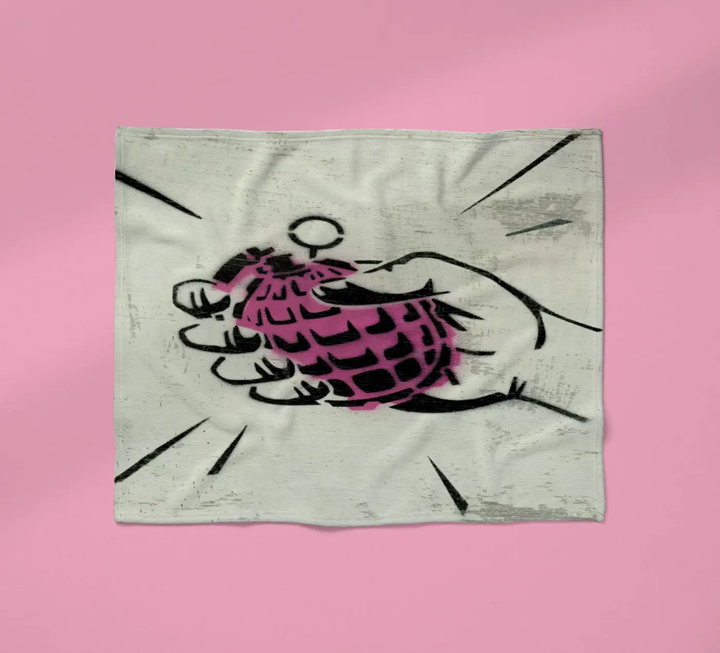 Hand Grenade fleece blanket by Andy Bridge