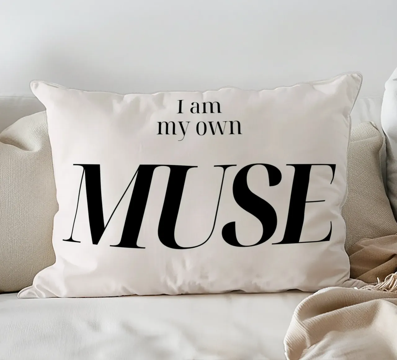 "I Am My Own MUSE" - Empowering Typography Print decorative cushion by NorwesClub