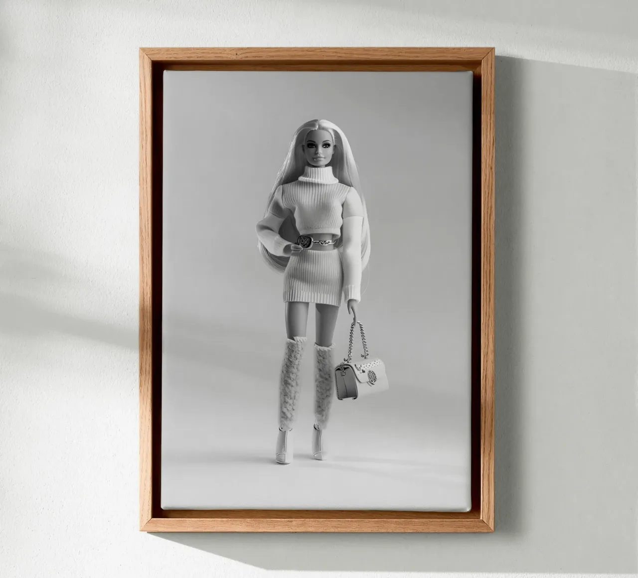 Barbie Chic Monocromatica - Stampa moderna di una bambola di moda tela con Cornice a cassetta da NorwesClub