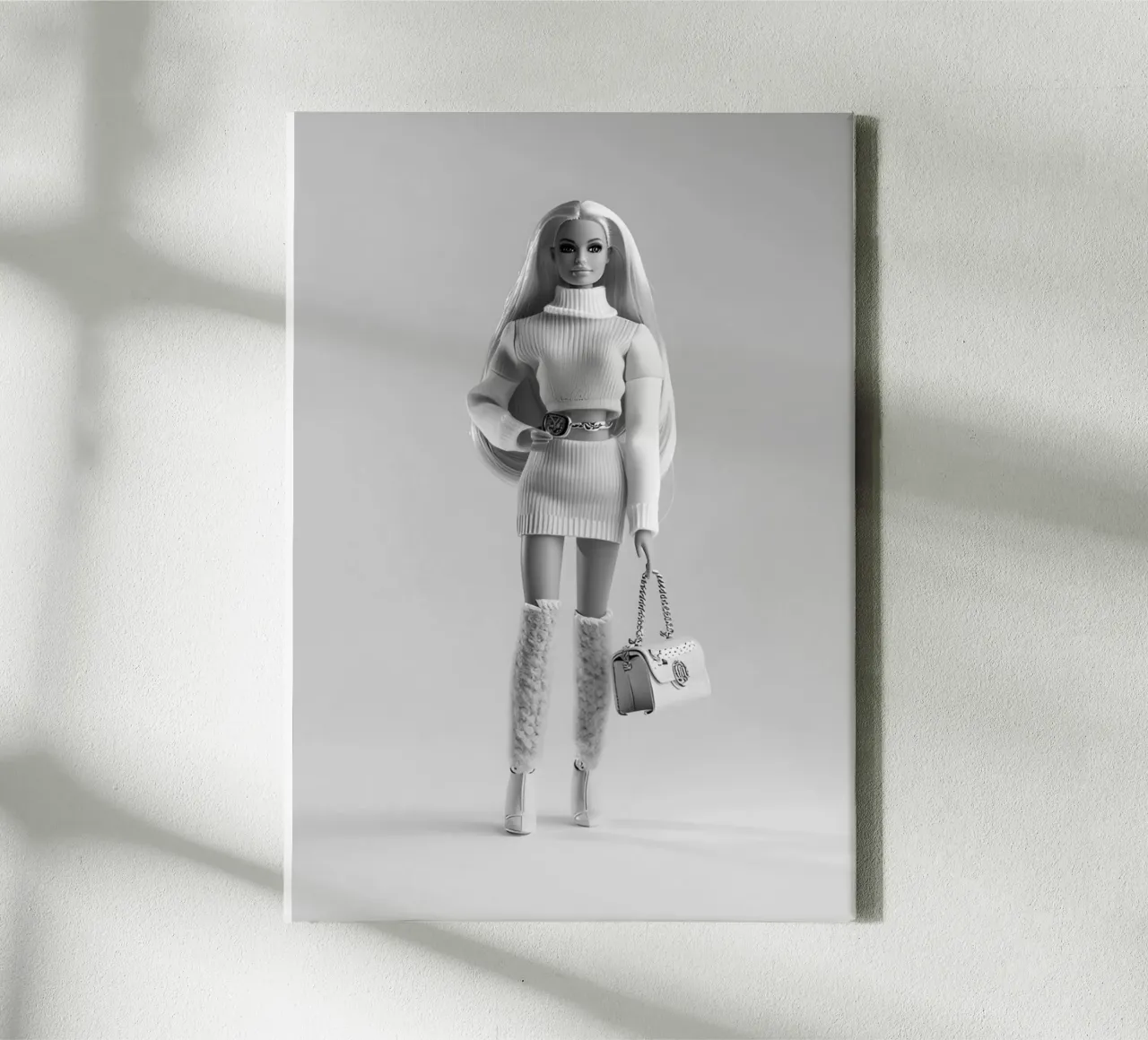 Barbie Chic Monocromatica - Stampa moderna di una bambola di moda tela con Cornice a cassetta da NorwesClub