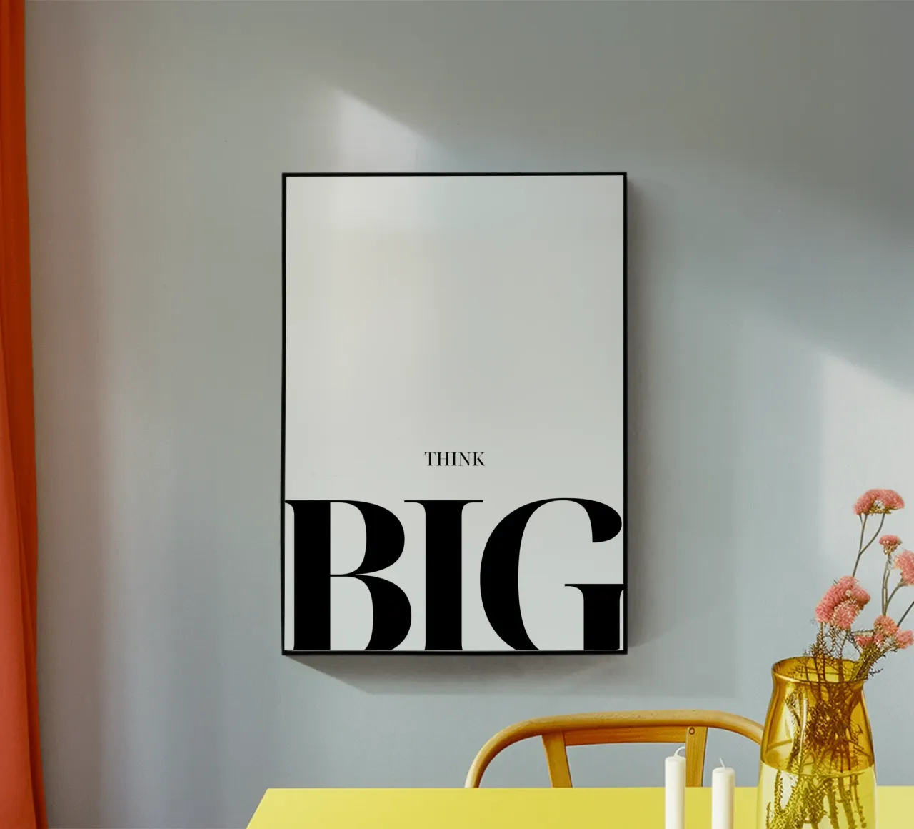 "THINK BIG" - Gedurfde minimalistische typografieprint acryl van NorwesClub