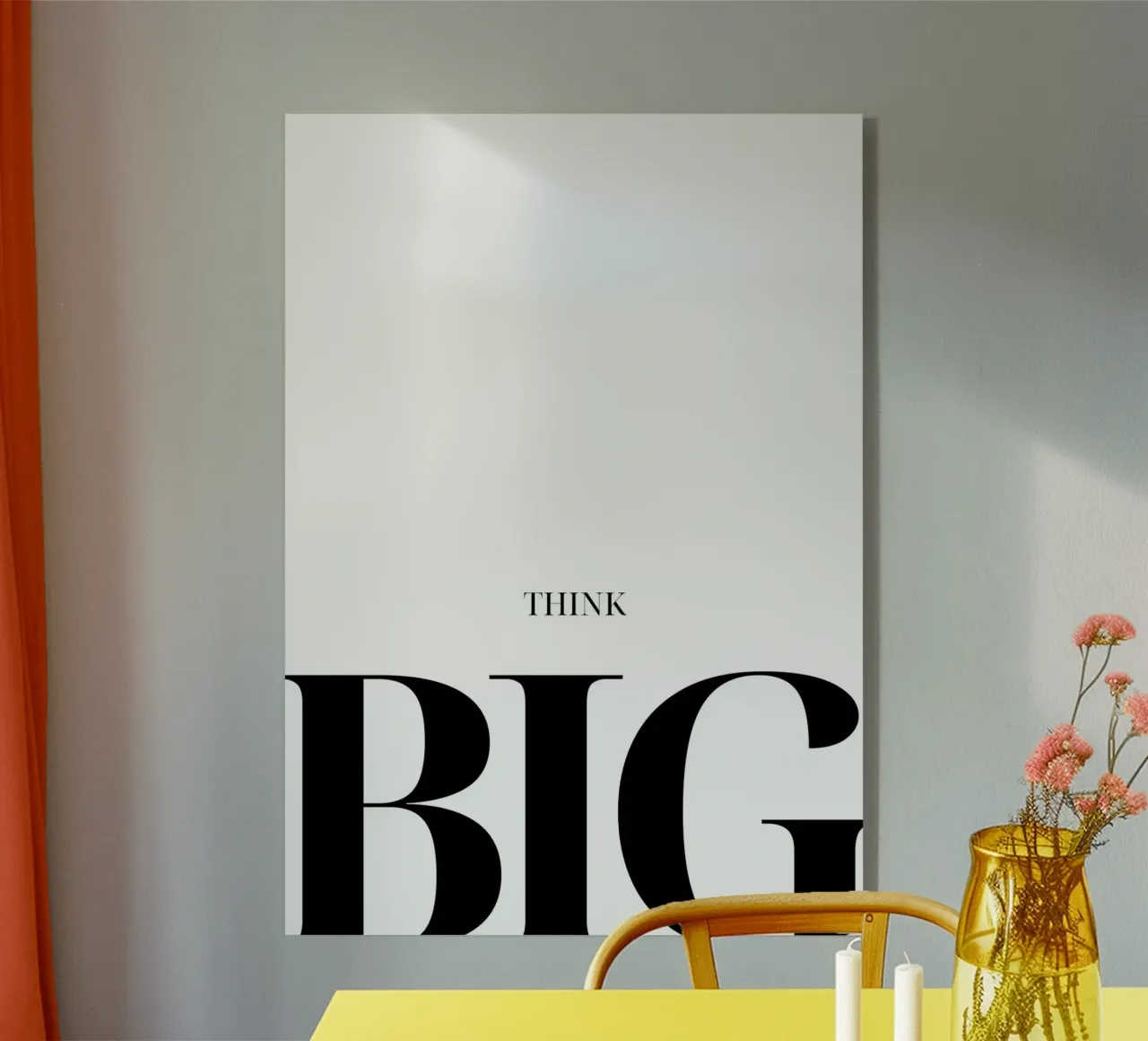"THINK BIG" - Gedurfde minimalistische typografieprint acryl van NorwesClub