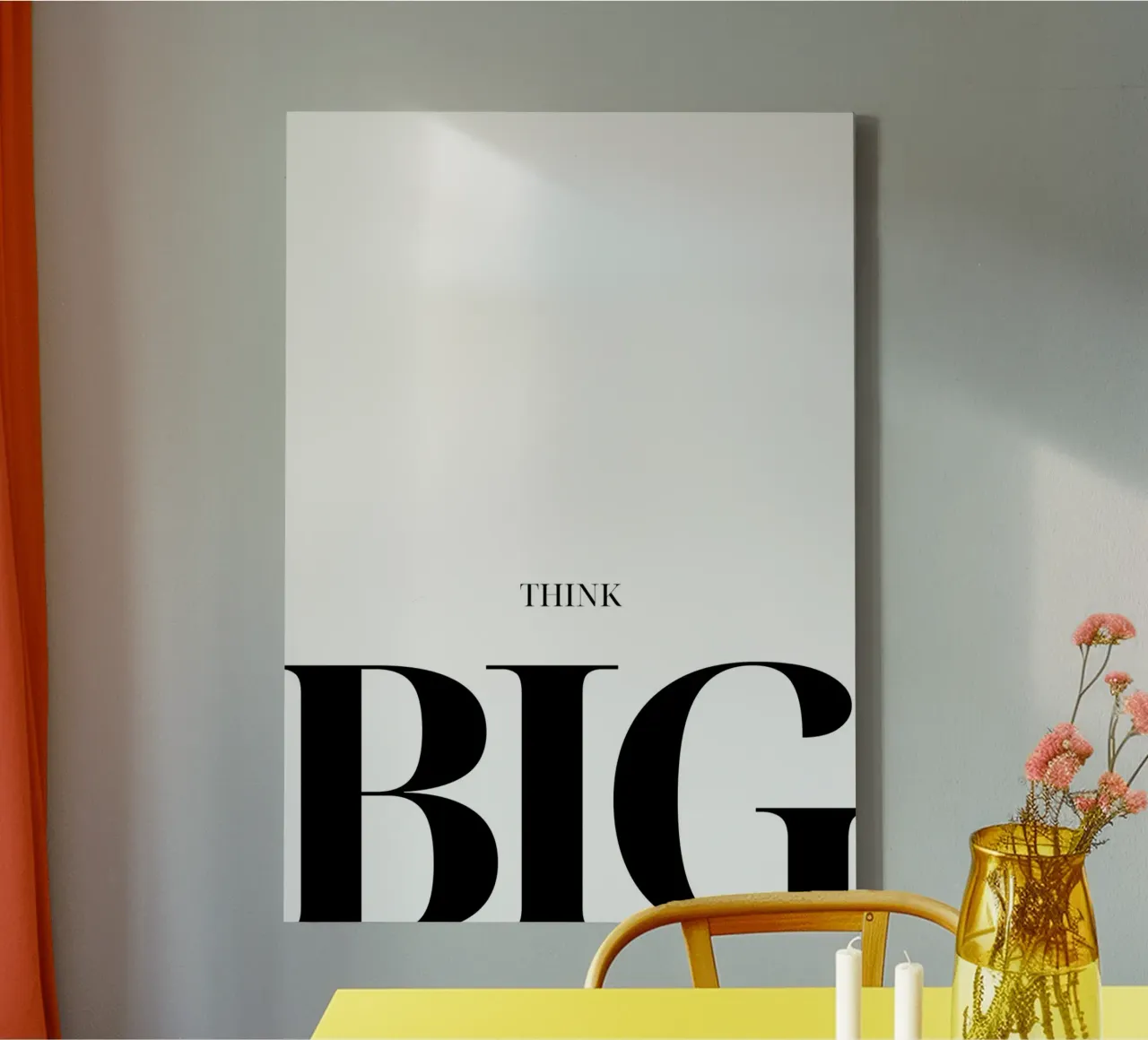 "THINK BIG" - Bold Minimalist Typography Print canvas with Floater frame by NorwesClub
